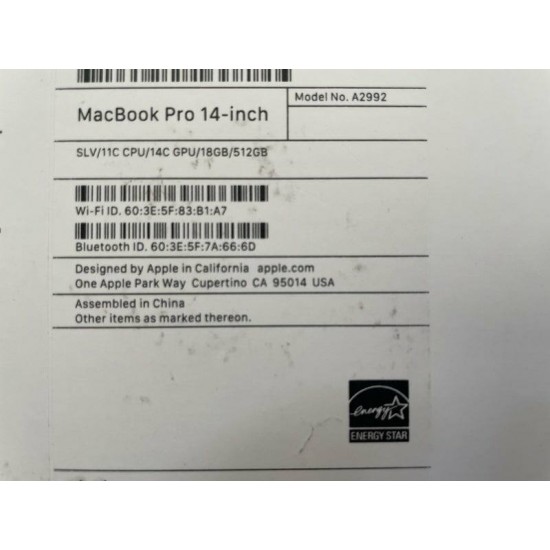 Apple MacBook Pro 14-inch with M3 Pro Chip 512GB SSD 18GB RAM - Silver