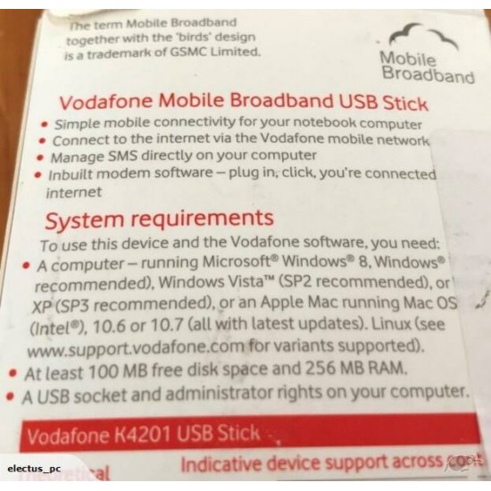 BRAND NEW Vodafone Mobile Broadband USB Stick K4201 + FAST SHIPPING